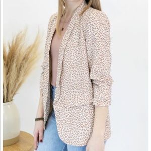 ODDY Leopard Print Blazer Ruched Sleeves 2X BRAND NEW!